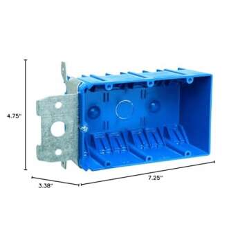 Carlon B349ADJ Outlet Box, New Work, 3 Gang, 5-13/16-Inch Length by 3-5/8-Inch Width by 3-Inch Depth, Blue
