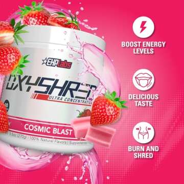 EHP Labs OxyShred Pre Workout Powder - Preworkout Powder with L Glutamine & Acetyl L Carnitine, Energy Boost Drink - Cosmic Blast, 60 Servings