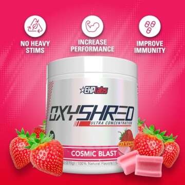 EHP Labs OxyShred Pre Workout Powder - Preworkout Powder with L Glutamine & Acetyl L Carnitine, Energy Boost Drink - Cosmic Blast, 60 Servings