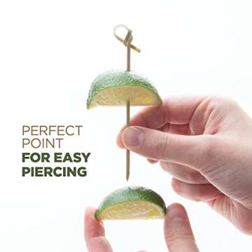 Prexware 200 Bamboo Knot Skewers, 4 Inch Knotted Skewers. Twisted Ends Bamboo Skewers Cocktail Picks.