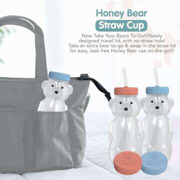 The 730 Project Honey Bear Straw Cup for Babies, 8oz Honey Bear Cup with Travel Lid, 2-Pack Therapy ...