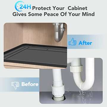 Under Sink Mats for Kitchen Waterproof, 34" x 22" Undersink Mats for Bottom of Kitchen Bathroom Sink...