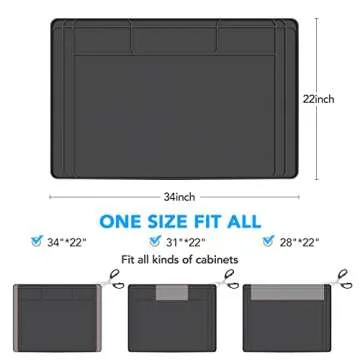 Under Sink Mats for Kitchen Waterproof, 34" x 22" Undersink Mats for Bottom of Kitchen Bathroom Sink, Thick Under Sink Drip Tray for Leaks and Spills, Easy to Install, Clean and Customizable-Dark Gray