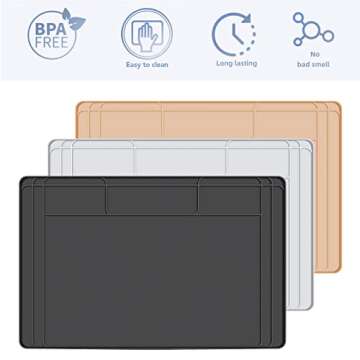 Under Sink Mats for Kitchen Waterproof, 34" x 22" Undersink Mats for Bottom of Kitchen Bathroom Sink, Thick Under Sink Drip Tray for Leaks and Spills, Easy to Install, Clean and Customizable-Dark Gray