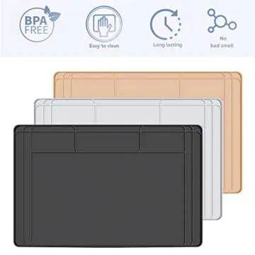 Under Sink Mats for Kitchen Waterproof, 34" x 22" Undersink Mats for Bottom of Kitchen Bathroom Sink, Thick Under Sink Drip Tray for Leaks and Spills, Easy to Install, Clean and Customizable-Dark Gray