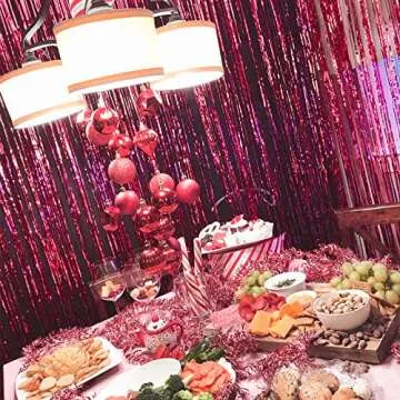 PartyWoo Foil Fringe Curtains for Stunning Event Backdrop