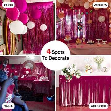 PartyWoo Foil Fringe Curtains for Stunning Event Backdrop