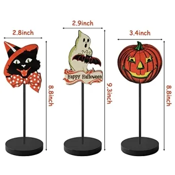 L1rabe Vintage Halloween Wood Table Decor Set