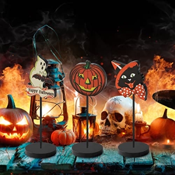 L1rabe Vintage Halloween Wood Table Decor Set