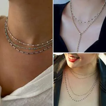 33 Feet Stainless Steel Enamel Chains Bulk, 2mm 304 Stainless Steel Black Enamel Beaded Cable Link Chain Roll Spool for Jewelry Making