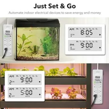 BN-LINK 8 Outlet Surge Protector with 7-Day Digital Timer (4 Outlets Timed, 4 Outlets Always On) - White