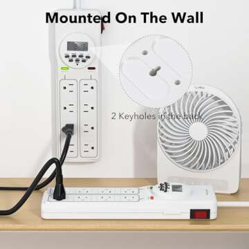 BN-LINK 8 Outlet Surge Protector with 7-Day Digital Timer (4 Outlets Timed, 4 Outlets Always On) - White