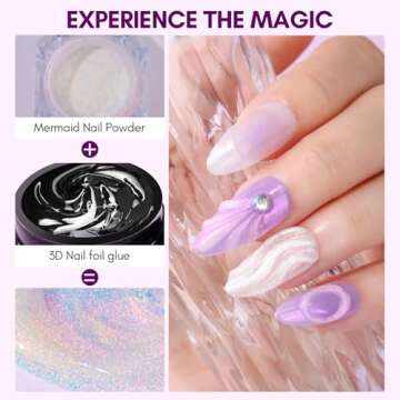 Makartt 3D Nail Gel: 8 ml Nail Foil Glue UV Nail Glue, Nail Charm Glue Transfer Gel for Nail Foil Sheets 3D Gel Nail Art with Chrome Nail Powder Salon DIY Use, UV LED Lamp Required