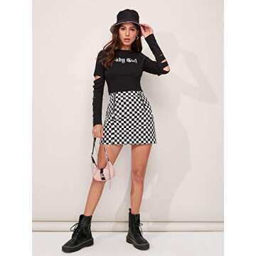 Elegant Women's Plaid Skirt with O-Ring Zipper