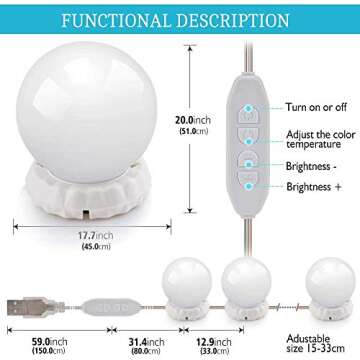 Led Vanity Mirror Lights Hollywood Style Vanity Make Up Light Ultra Bright White LED Dimmable Control Lights for Makeup Vanity Table Bathroom Mirror (2 inch, 22)