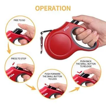 Fida Retractable Dog Leash, 16 ft Dog Walking Leash for Small Dogs up to 26lbs, Tangle Free, Red