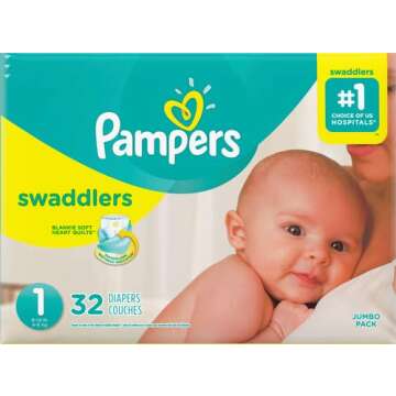 PAMPERS SWADDLERS Stage 1 Disposable Diapers Small BOY OR Girl Adhesive TABS 32 CT - 0037000749561