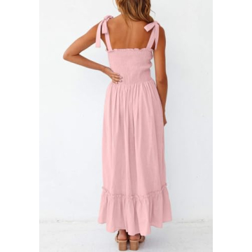 ZESICA Summer Boho Maxi Dress with Adjustable Straps