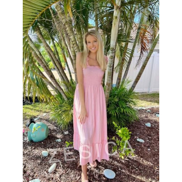 ZESICA Summer Boho Maxi Dress with Adjustable Straps