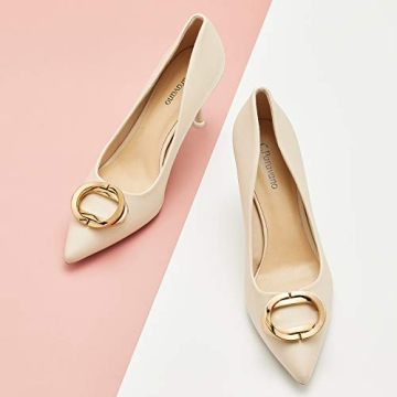 Elegant C.Paravano Women's White Stiletto Pumps Shoes