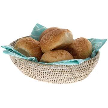 KOUBOO 1020035 La Jolla Bowl Bread Basket, Small, White-Wash