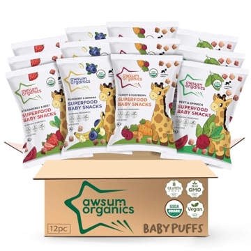 Awsum Organics Baby Snacks - Happy Healthy Baby Food - Snack for Babies - Organic Vegan Kosher Glute...