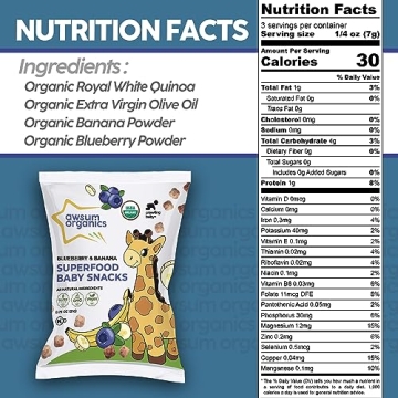 Awsum Organics Baby Snacks - Organic Quinoa Puffs for Toddlers