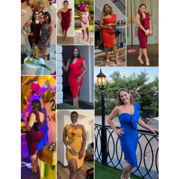 One Shoulder Ruffle Bandage Dress for Weddings