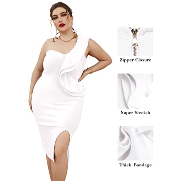 One Shoulder Ruffle Bandage Dress for Weddings