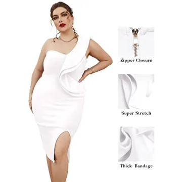 One Shoulder Ruffle Bandage Dress for Weddings