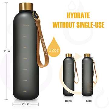 Opard 27oz/32oz Motivational Water Bottle with Time Marker for Daily Hydration