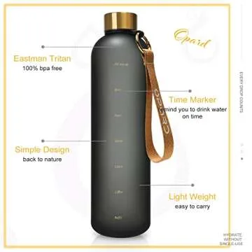 Opard Motivational Water Bottle with Time Markers and Style