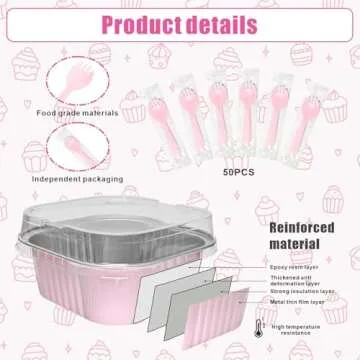 50 Pack Mini Cake Pans with Lids for Easy Baking Solutions