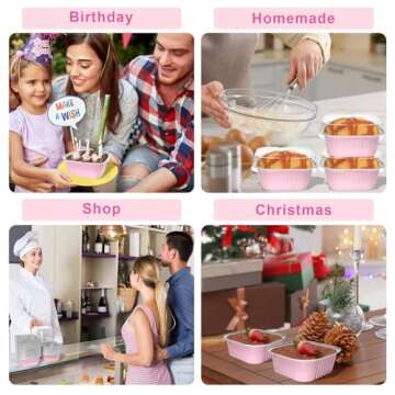 50 Pack Mini Cake Pans with Lids for Easy Baking Solutions