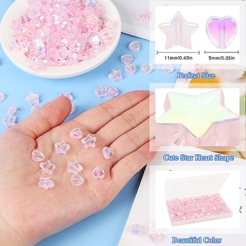 200 Pcs Star Heart Acrylic Beads Kit for DIY Crafts