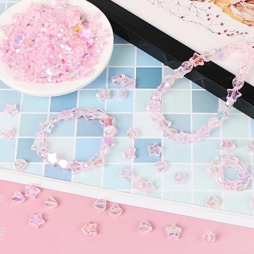200 Pcs Star Heart Acrylic Beads Kit for DIY Crafts