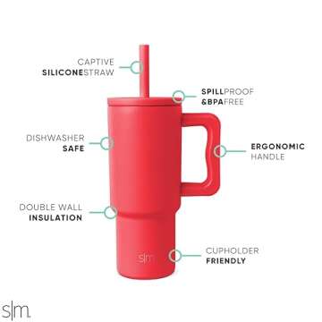 Simple Modern Kids 24 oz Tumbler with Handle and Silicone Straw Lid | Spill Proof and Leak Resistant...
