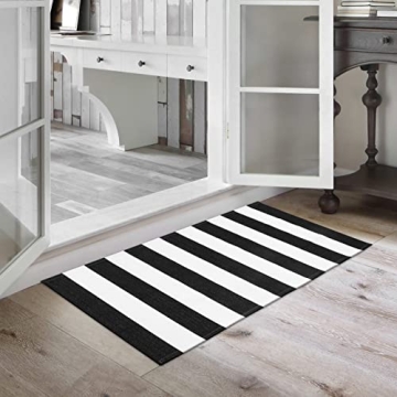 Stylish Black and White Striped Rug for All Spaces