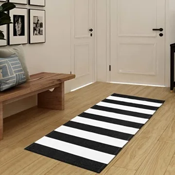 Stylish Black and White Striped Rug for All Spaces