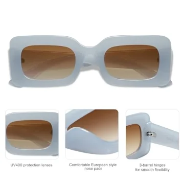 SOJOS Retro 90s Nude Rectangular UV Sunglasses for All