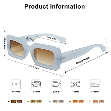 SOJOS Retro 90s Nude Rectangular UV Sunglasses for All