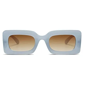 SOJOS Retro 90s Nude Rectangular UV Sunglasses for All
