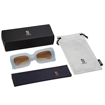 SOJOS Retro 90s Nude Rectangular UV Sunglasses for All