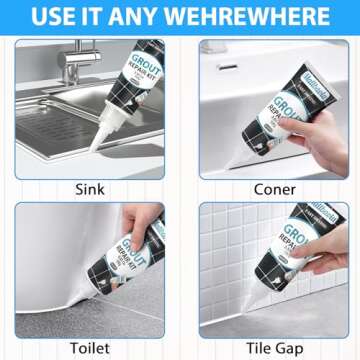 Tile Grout Repair Kit, 2 Pack White Grout Filler Tube, Fast Drying Grout Repair Kit, Grout Repair for Bathroom Shower Kitchen Floor Tile, Restore and Renew Tile Line, Gaps, Replace Grout Pen(White)