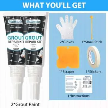 Tile Grout Repair Kit, 2 Pack White Grout Filler Tube, Fast Drying Grout Repair Kit, Grout Repair for Bathroom Shower Kitchen Floor Tile, Restore and Renew Tile Line, Gaps, Replace Grout Pen(White)
