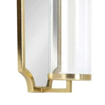 Kate and Laurel Ciel Glam Mirrored Wall Sconce, 6 x 5 x 16, Gold, Modern Scalloped Candle Holder with Removable Glass Cylinder and Mirror for Bathroom or Bedroom Wall Decor