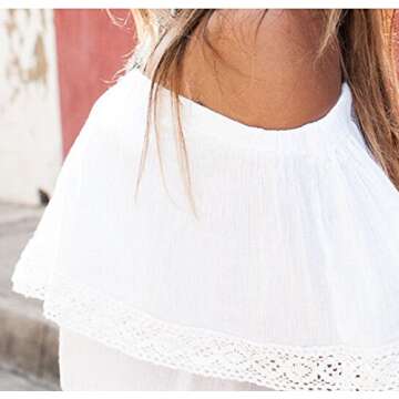 Relipop Women's Short Sleeve Shirt Strapless Blouses Off Shoulder Tops (Small, White)