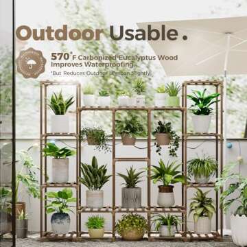 Bamworld Large Plant Stand Indoor Outdoor Hanging Shelf for Multiple PlantsTall Large Holder for Living Room Patio Balcony Garden