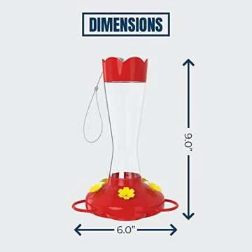MEKKAPRO Outdoor Hummingbird Feeder Made from Glass, Humming Bird Feeders for Outdoors Hanging Ant and Bee Proof with 5 Nectar Feeding Stations, Bright Red, Backyard Feeder (10 Ounces)