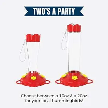 MEKKAPRO Outdoor Hummingbird Feeder Made from Glass, Humming Bird Feeders for Outdoors Hanging Ant and Bee Proof with 5 Nectar Feeding Stations, Bright Red, Backyard Feeder (10 Ounces)